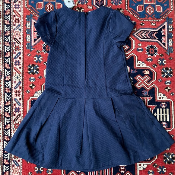 NWT Jacadi Paris Classic & Elegant Pleated Drop Waist Dress Navy Blue - Picture 10 of 14